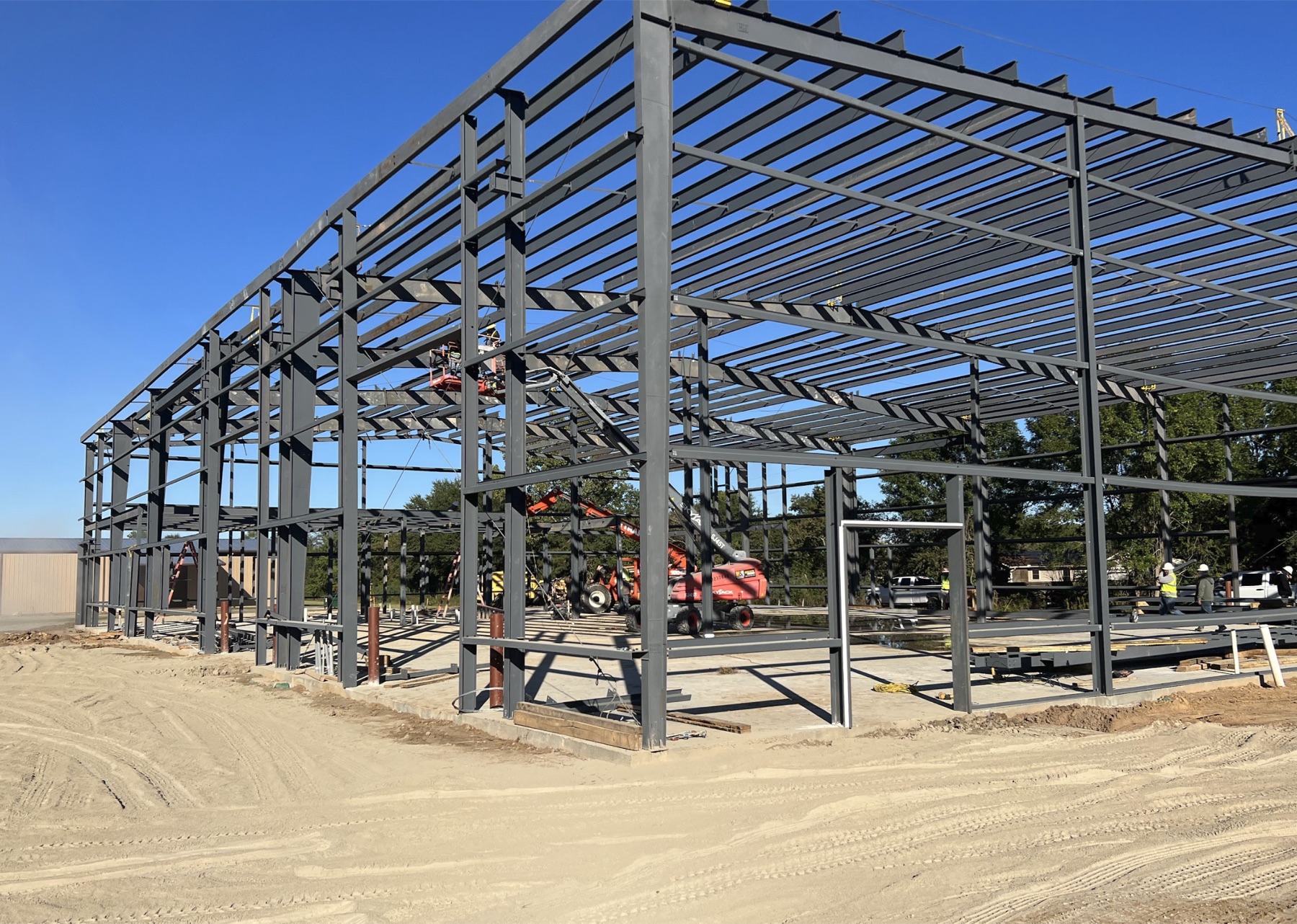Structural steel frame under construction
